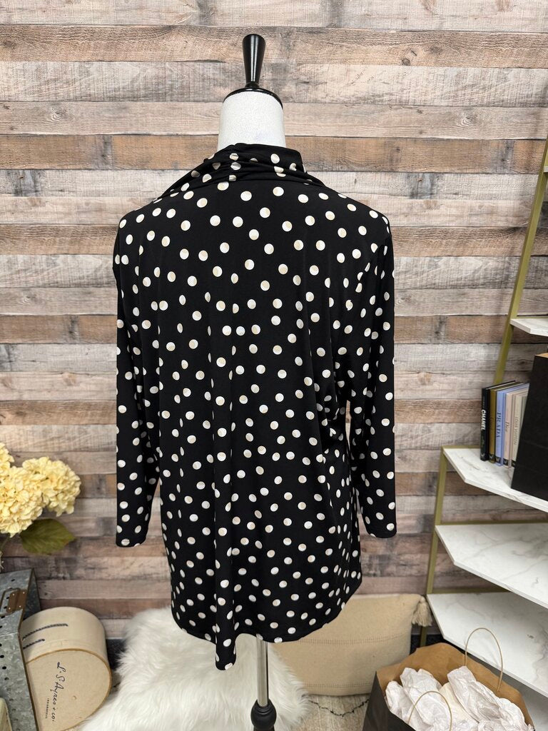 Tahari Black & White Polka Dot Shirt Dress 1X