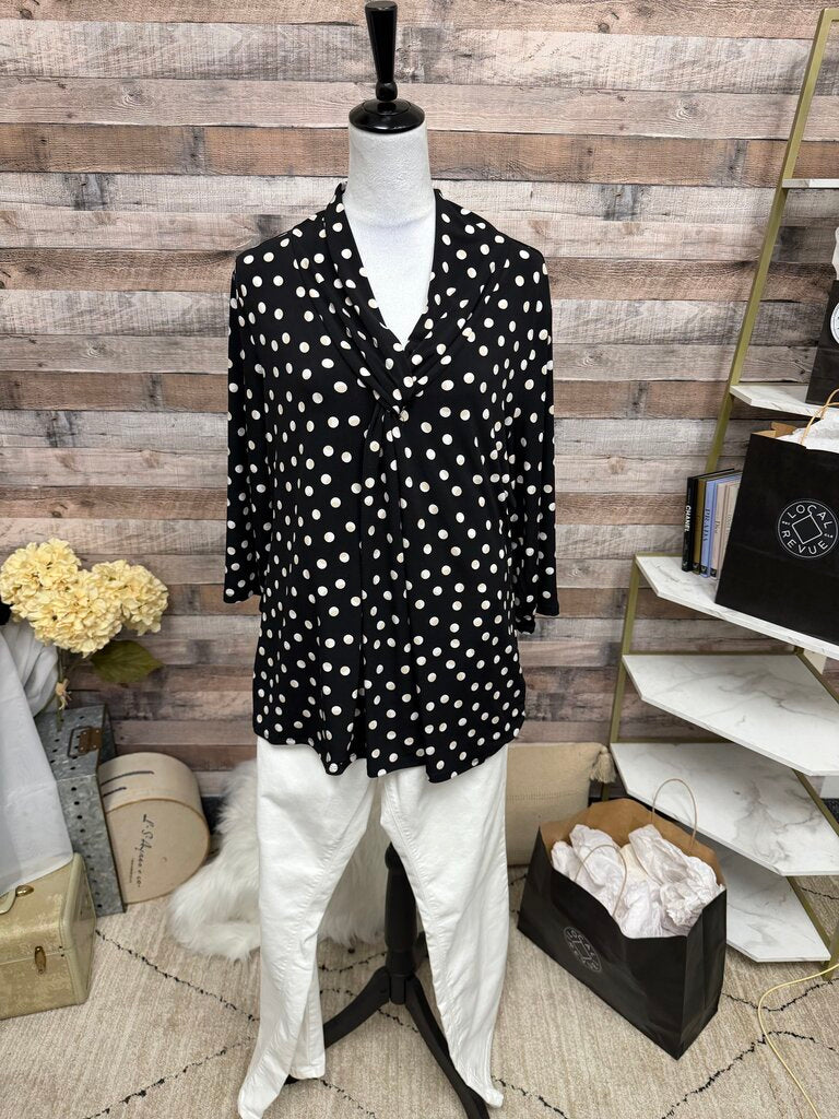 Tahari Black & White Polka Dot Shirt Dress 1X