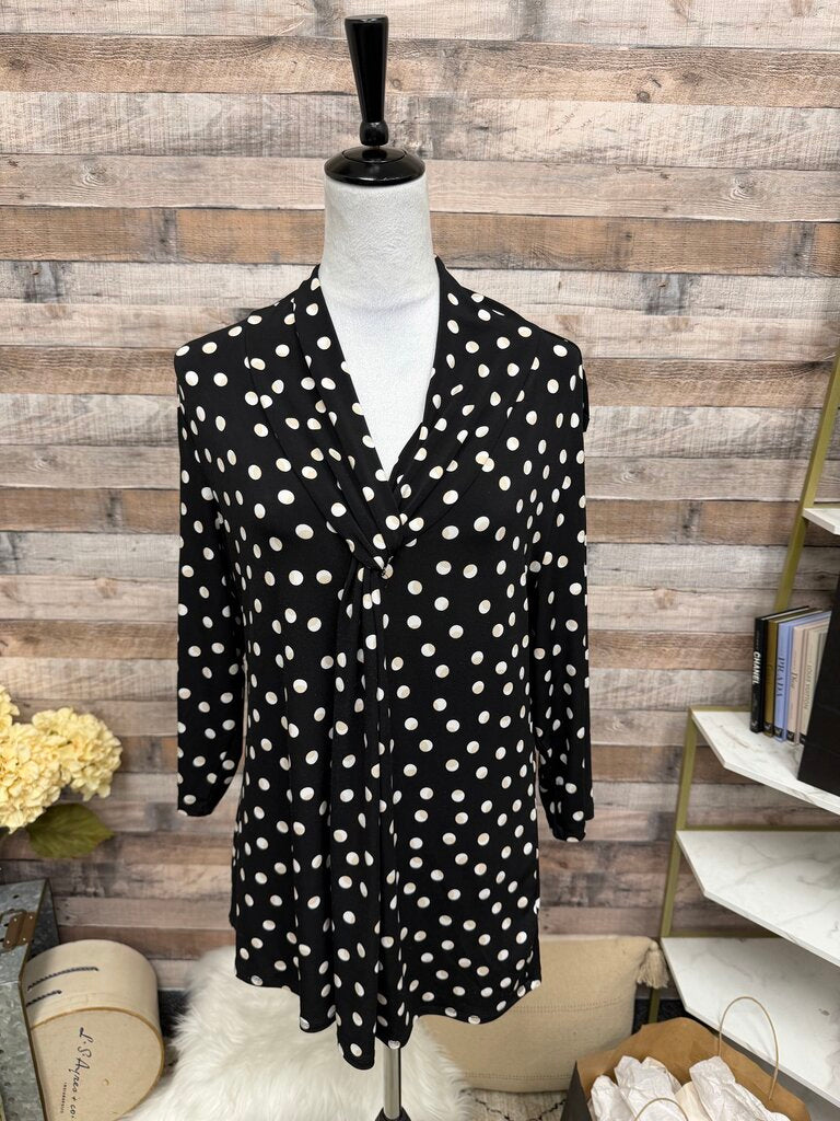 Tahari Black & White Polka Dot Shirt Dress 1X