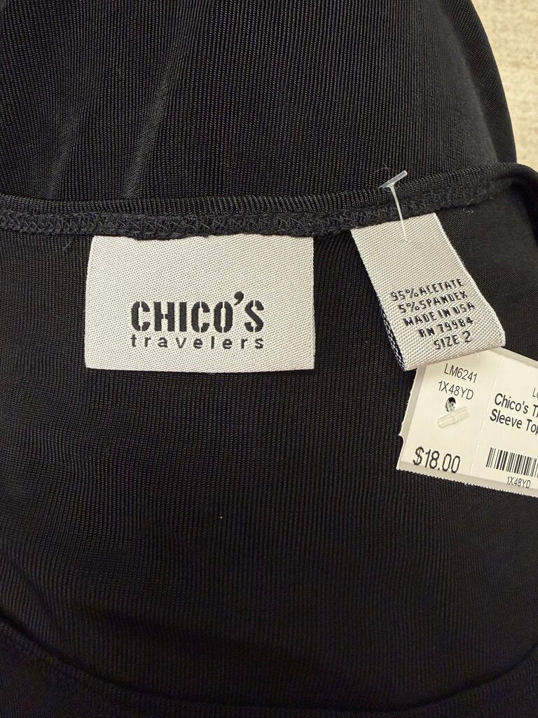 Chico's Travelers Black Short Sleeve Top L