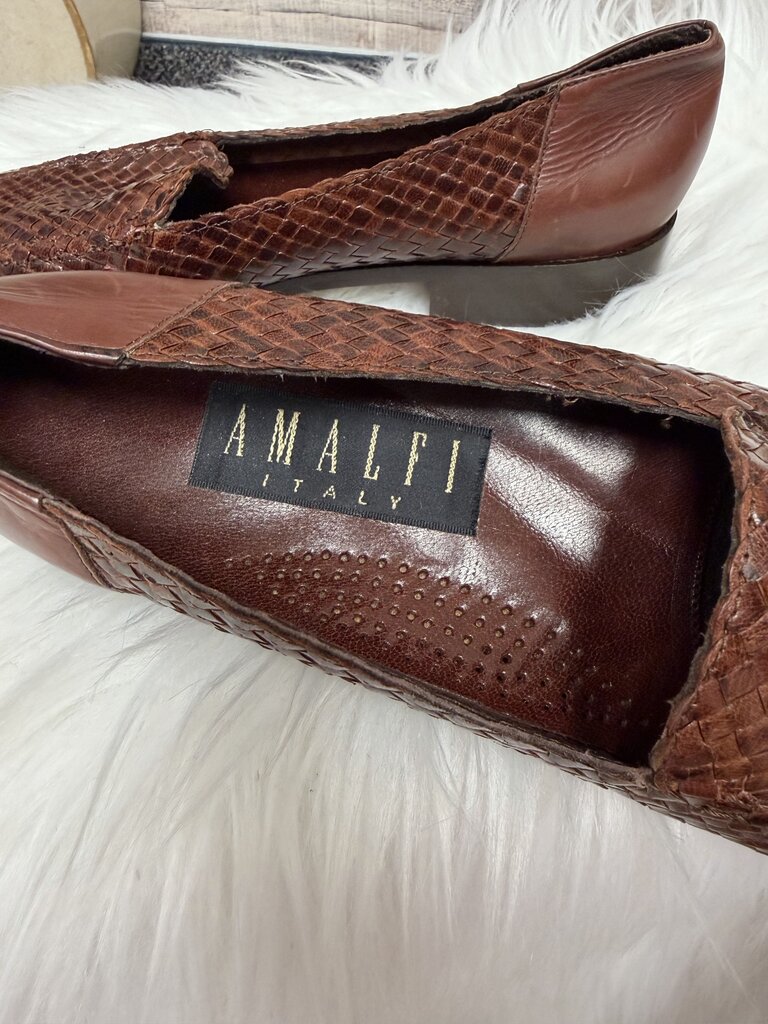 Amalfi Italy Burgundy Woven Leather Loafers