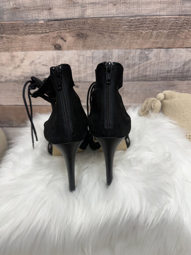 Gianni Bini Black Strappy Lace-Up Heeled Sandals