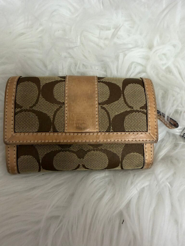 Coach Signature Canvas & Leather Trifold Wallet