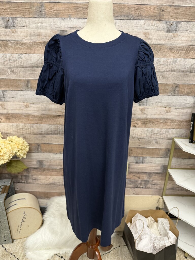 NWT Loft Navy T-Shirt Dress w/Puff Sleeve
