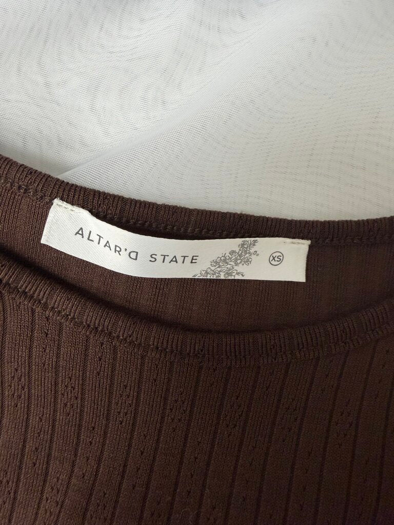 NWT Altar'd State Brown Ribbed Tank w/Horseshoes