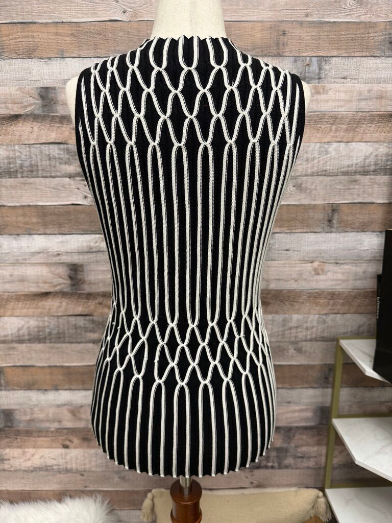 White House Black Market Black & White Mock Neck Sleeveless