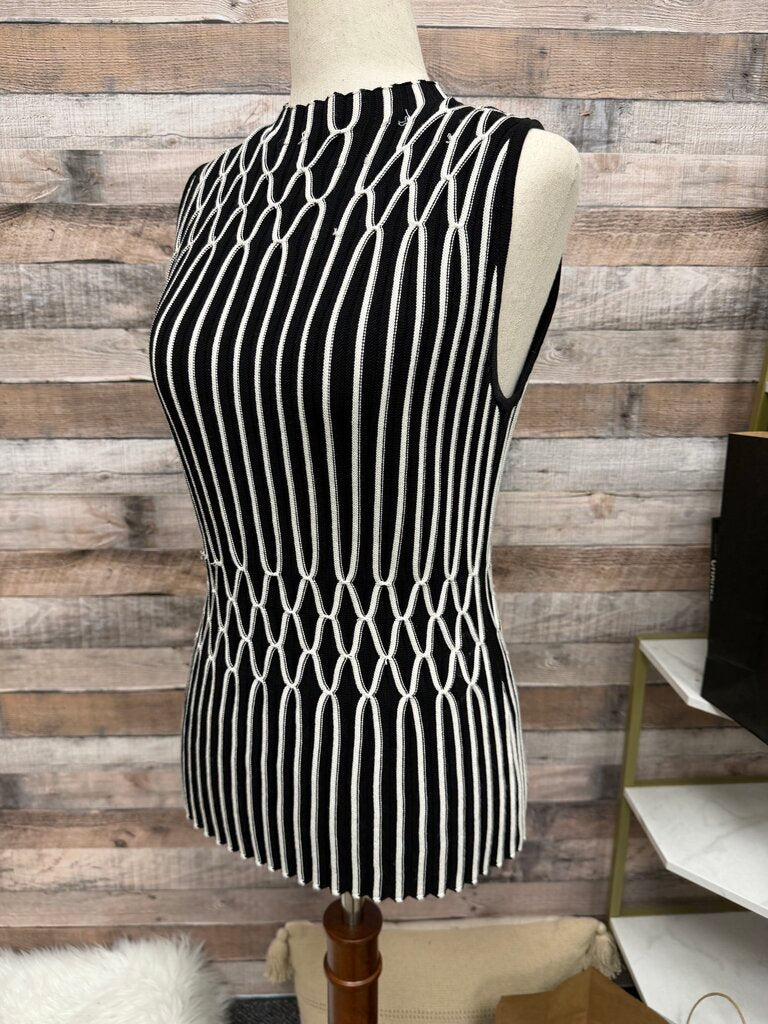 White House Black Market Black & White Mock Neck Sleeveless