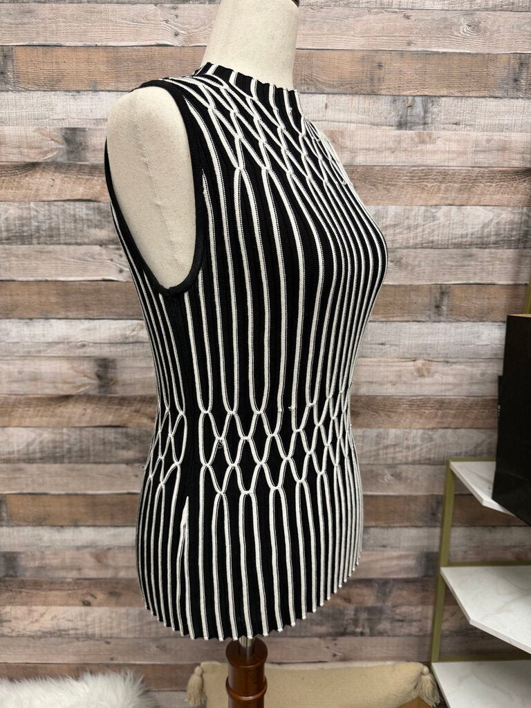 White House Black Market Black & White Mock Neck Sleeveless