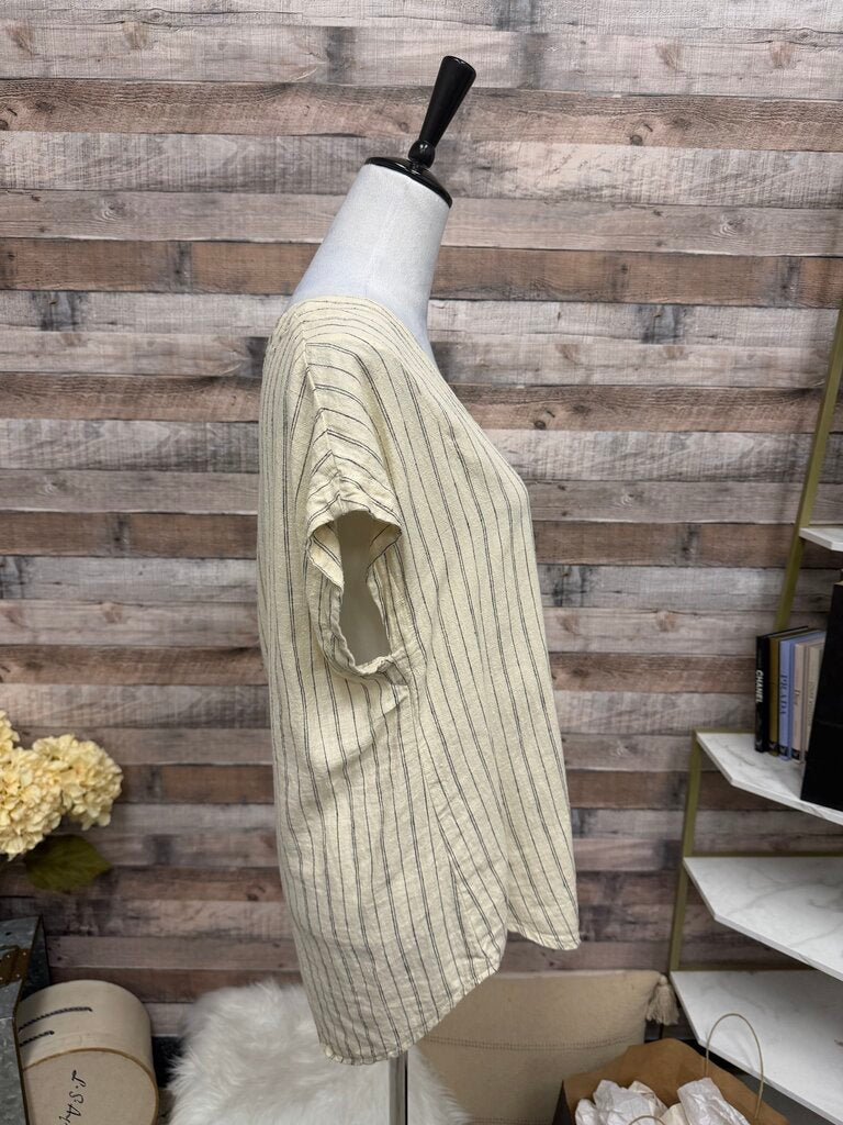 Prairie Underground Cream Ribbed V-Neck Top M