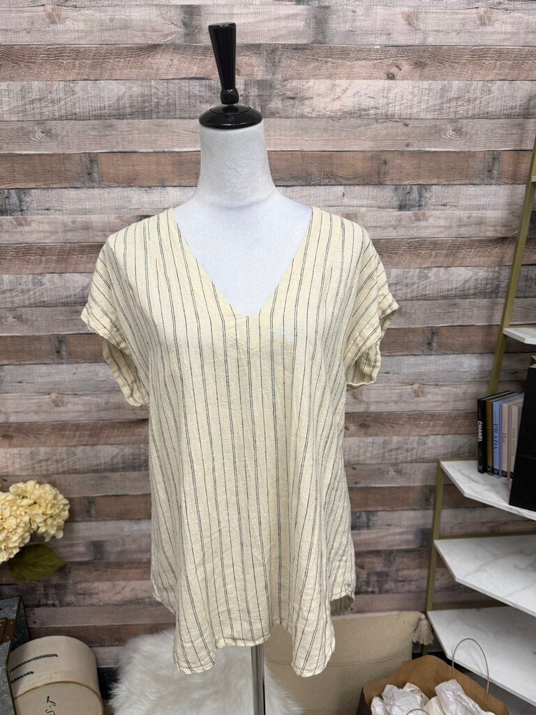 Prairie Underground Cream Ribbed V-Neck Top M