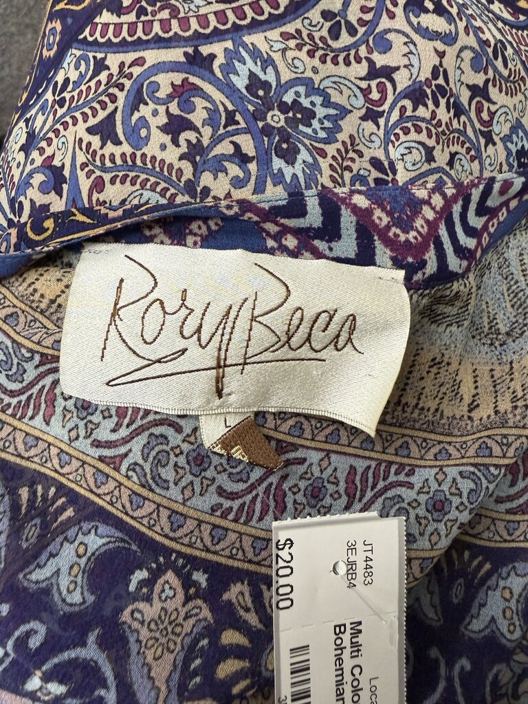 Multi Color Rory Beca Bohemian Paisley Print Top L