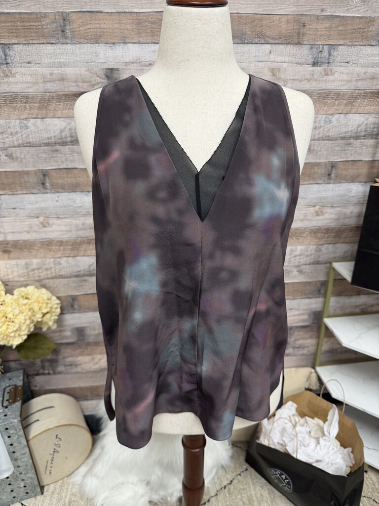 Rebecca Taylor Purple Tie-Dye Print Silk Tank Top 8