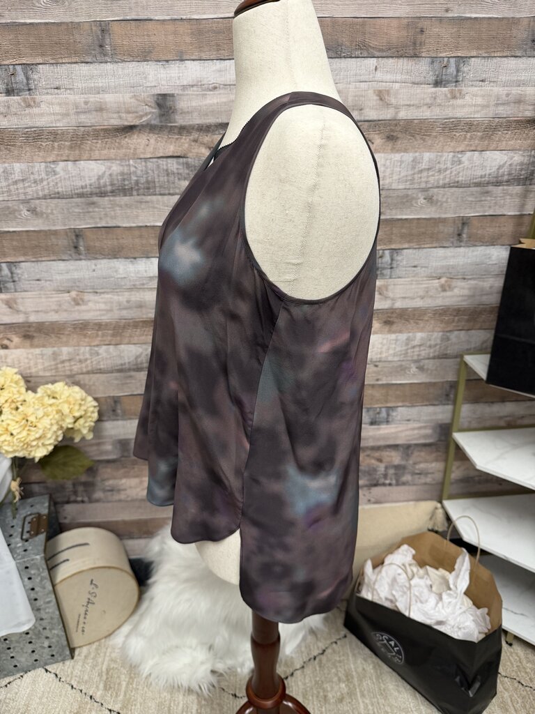 Rebecca Taylor Purple Tie-Dye Print Silk Tank Top 8