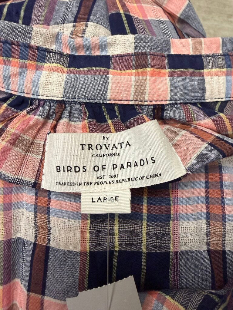 Trovata Ridge Of Paradise Pink Plaid Pattern Button-Down Shirt L