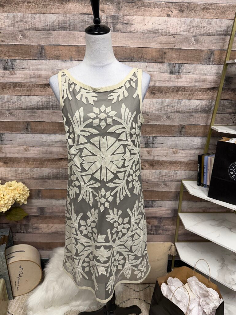 Moss By Moss Bros White Floral Tapework Pattern Dress 38