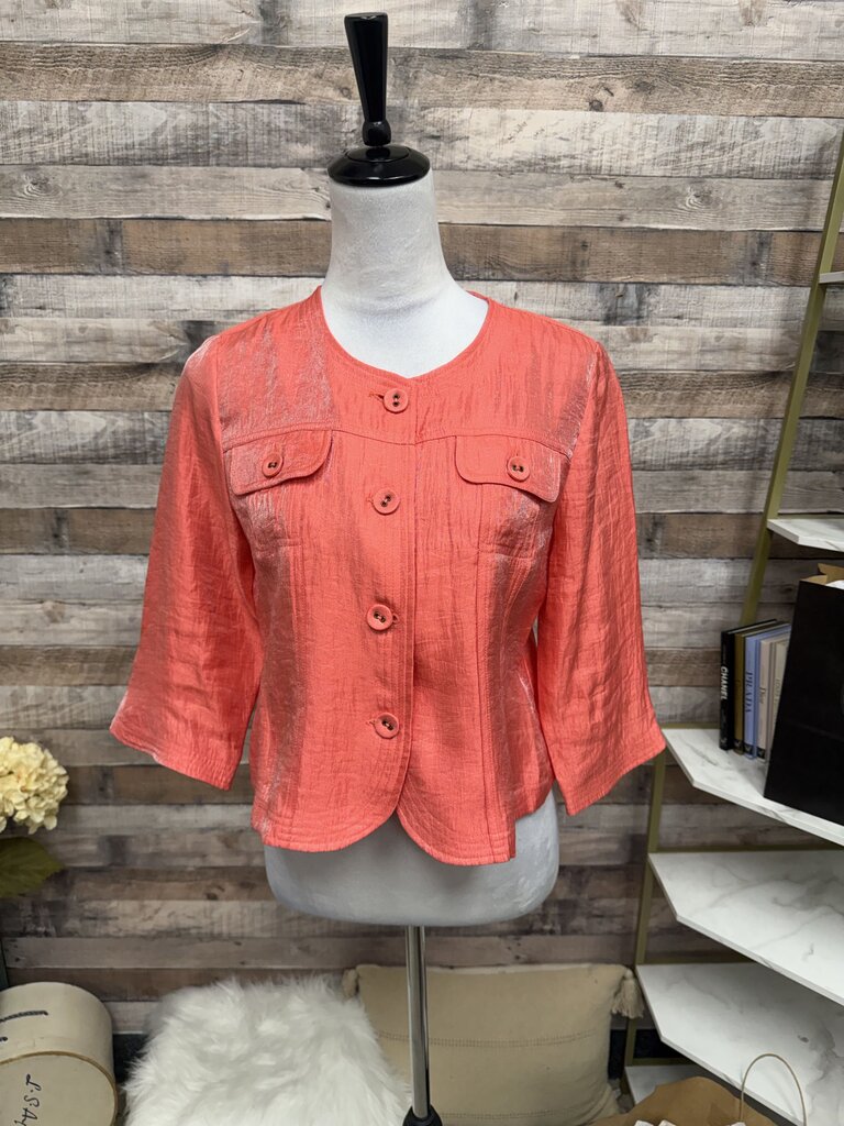 Ruby Rd Coral Metallic Cropped Blazer