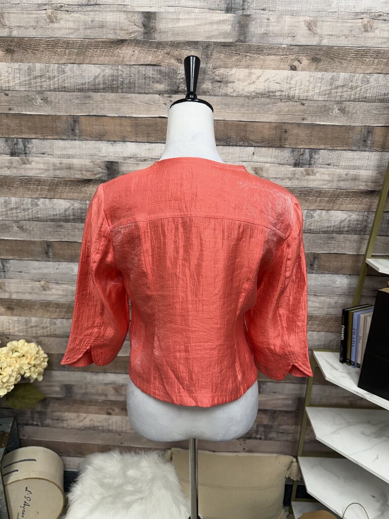 Ruby Rd Coral Metallic Cropped Blazer