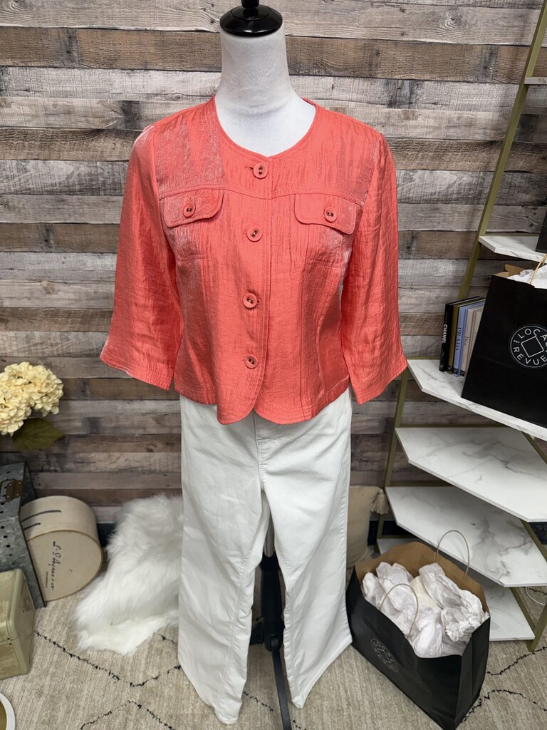 Ruby Rd Coral Metallic Cropped Blazer