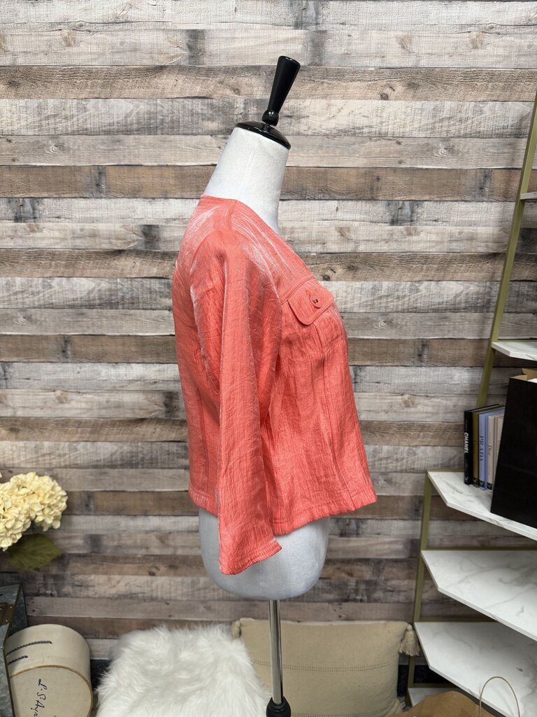 Ruby Rd Coral Metallic Cropped Blazer