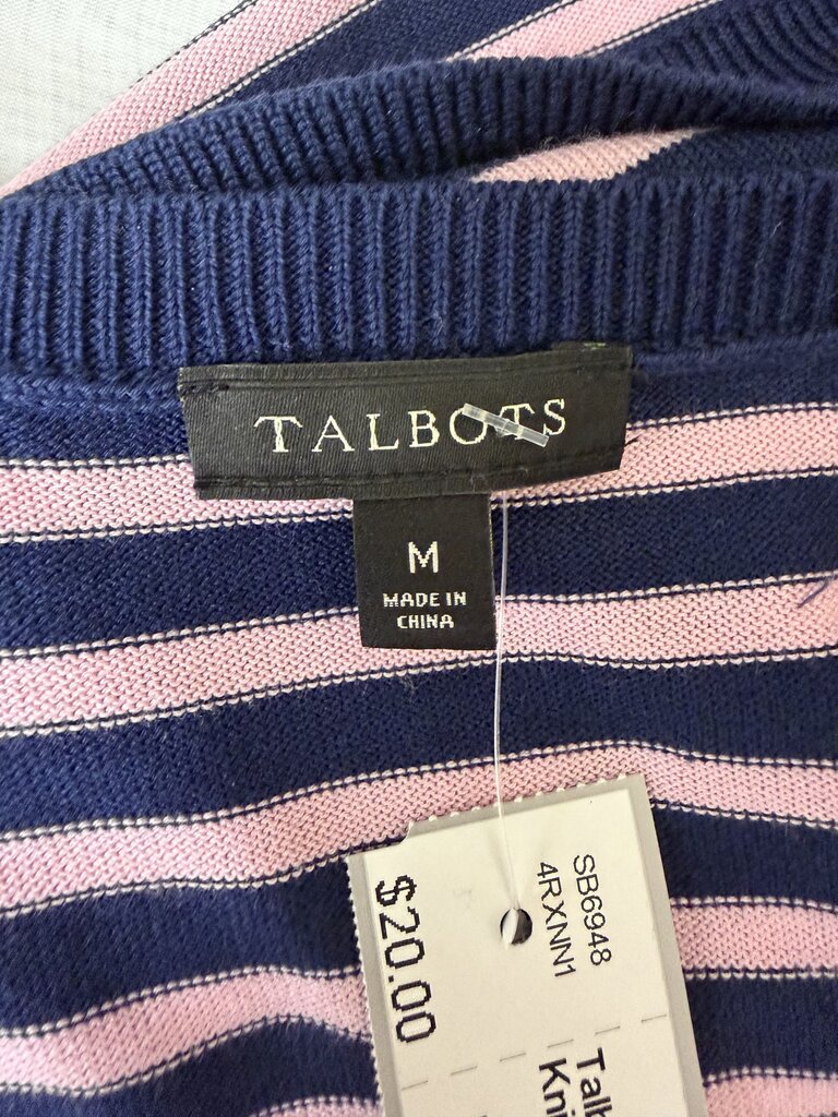 Talbots Pink & Navy Striped Knit Sleeveless Top M