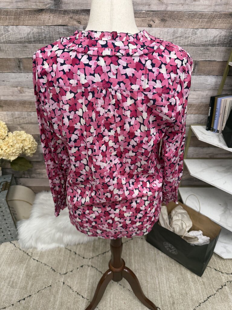 Talbots Blended Hearts Print Blouse L