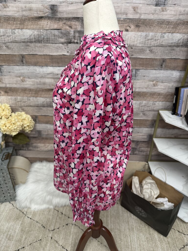 Talbots Blended Hearts Print Blouse L