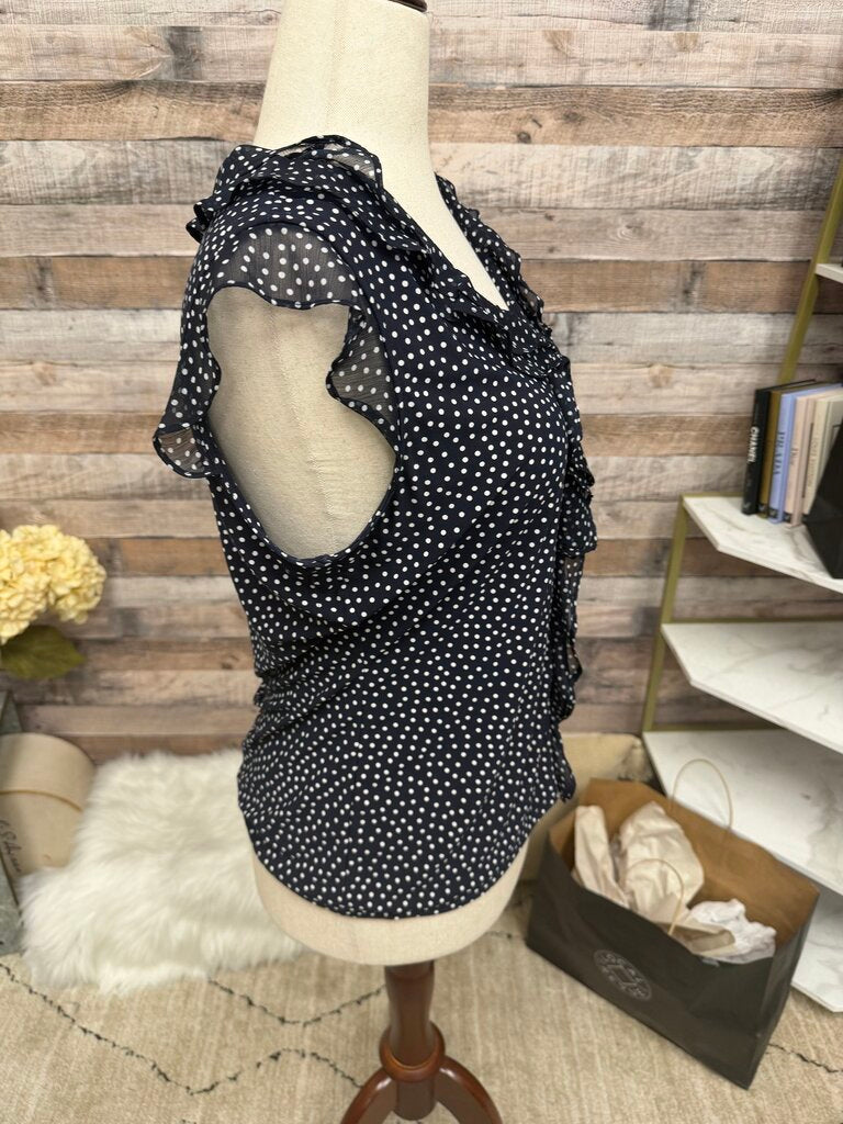 Tommy Hilfiger Black & White Polka Dots Blouse L