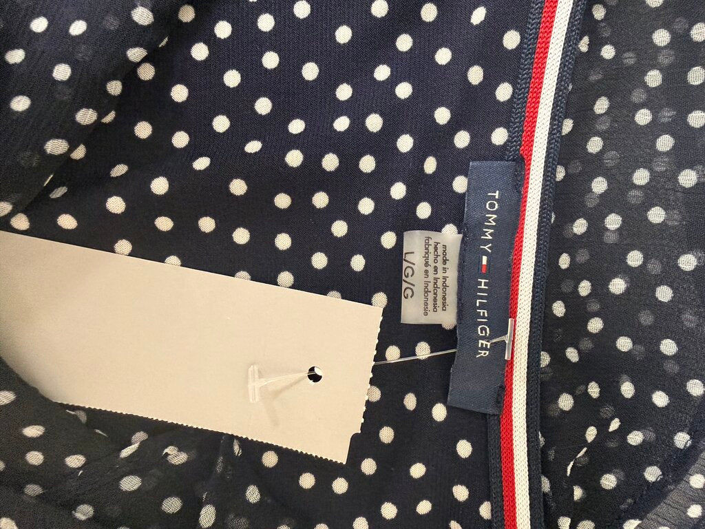 Tommy Hilfiger Black & White Polka Dots Blouse L