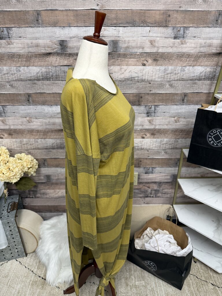 Free People Yellow Striped Long Sleeve Maxi Dress XS