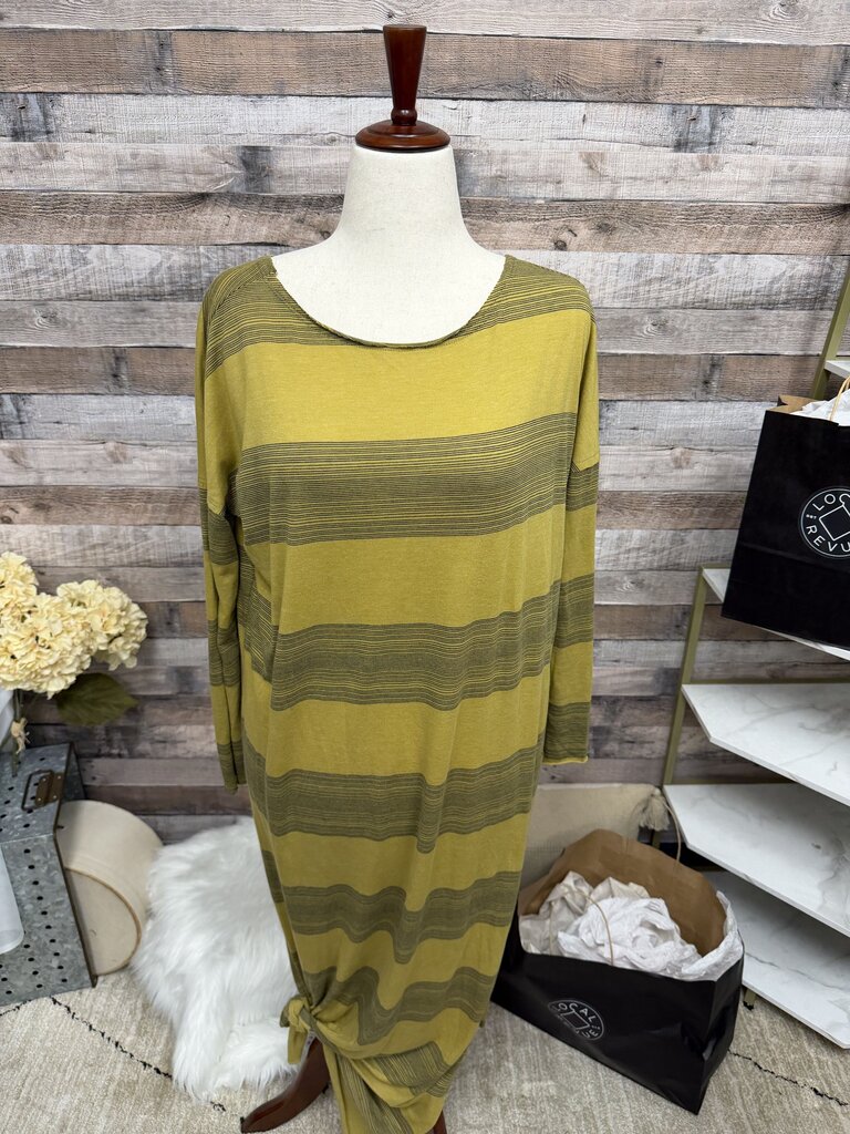 Free People Yellow Striped Long Sleeve Maxi Dress XS