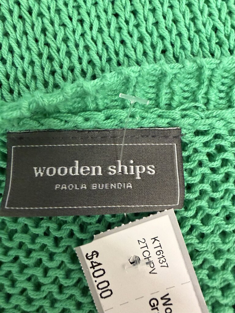Wooden Ships "Lucky" Green Graphic Knit Sweater S/M