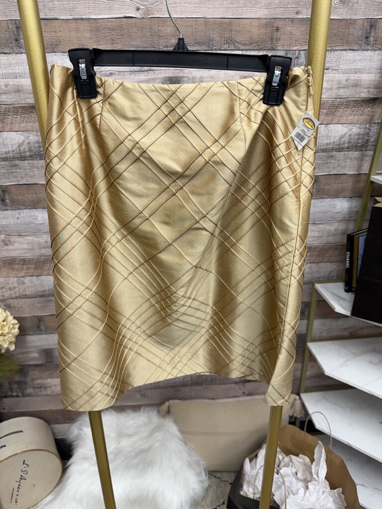 NWT Talbots Gold w/Diagonal Stitching Silk Skirt