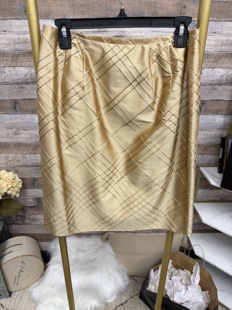 NWT Talbots Gold w/Diagonal Stitching Silk Skirt