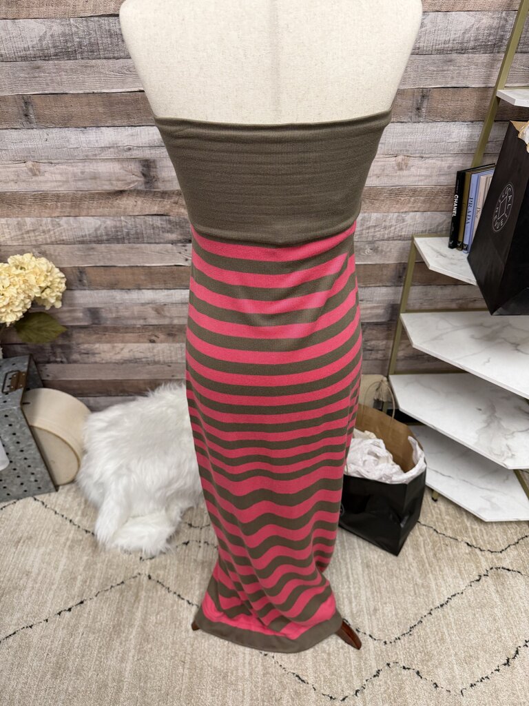 Trina Turk Brown & Pink Striped Knit Maxi Dress M