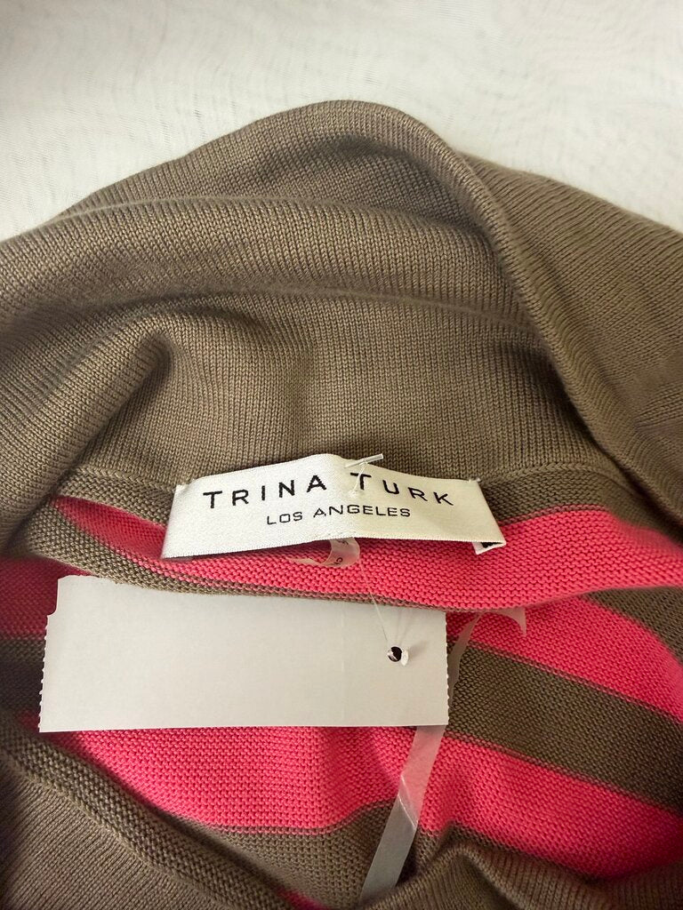 Trina Turk Brown & Pink Striped Knit Maxi Dress M