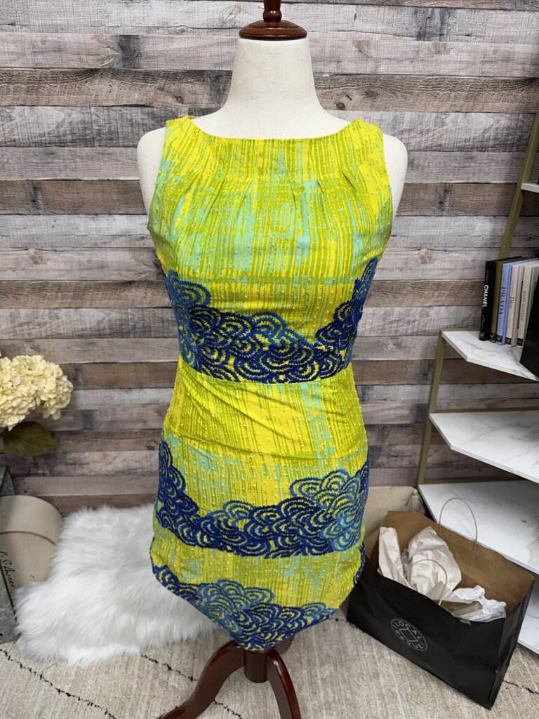 Anthropologie Yellow & Navy Embroidered Dress 6
