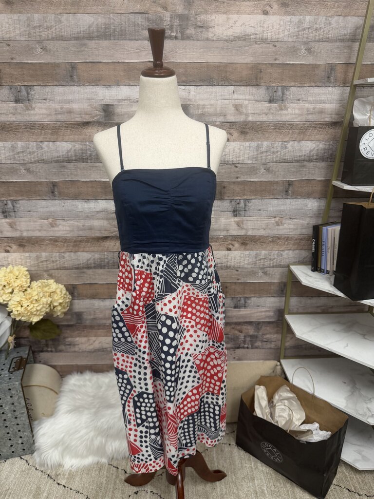 Anthropologie Red, White & Blue Polka Dot Print Dress 6