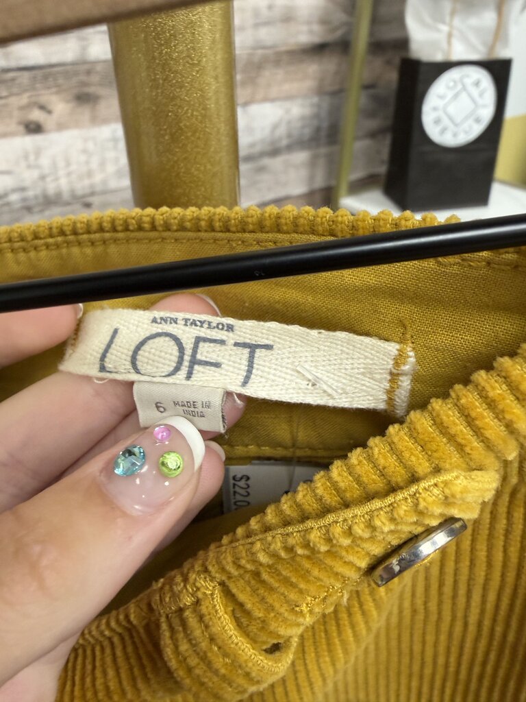 Loft By Ann Taylor Yellow Corduroy Mini Skirt 6
