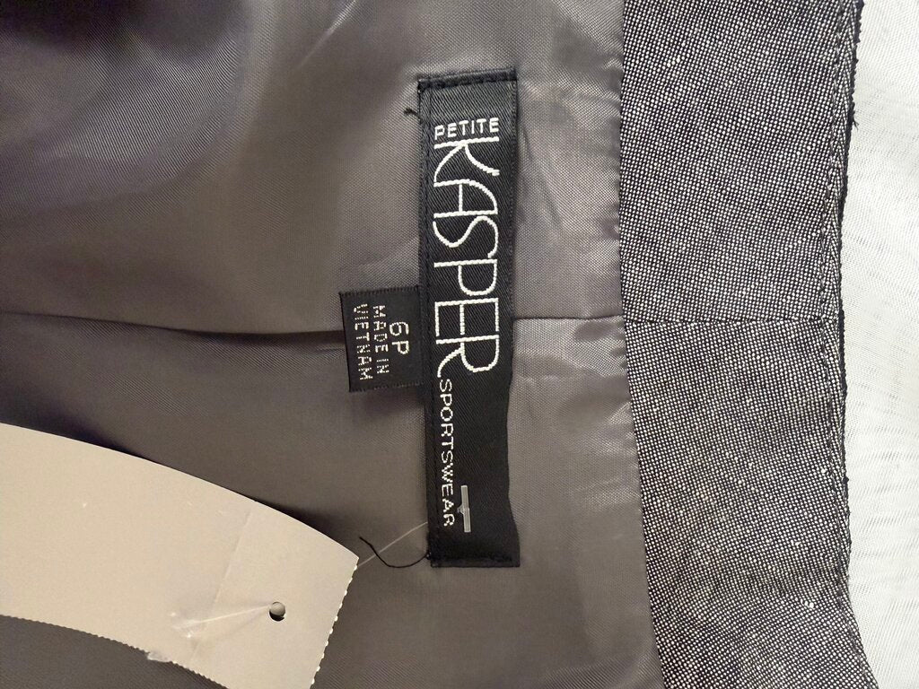 Kasper Grey Black Embroidery Cropped Blazer