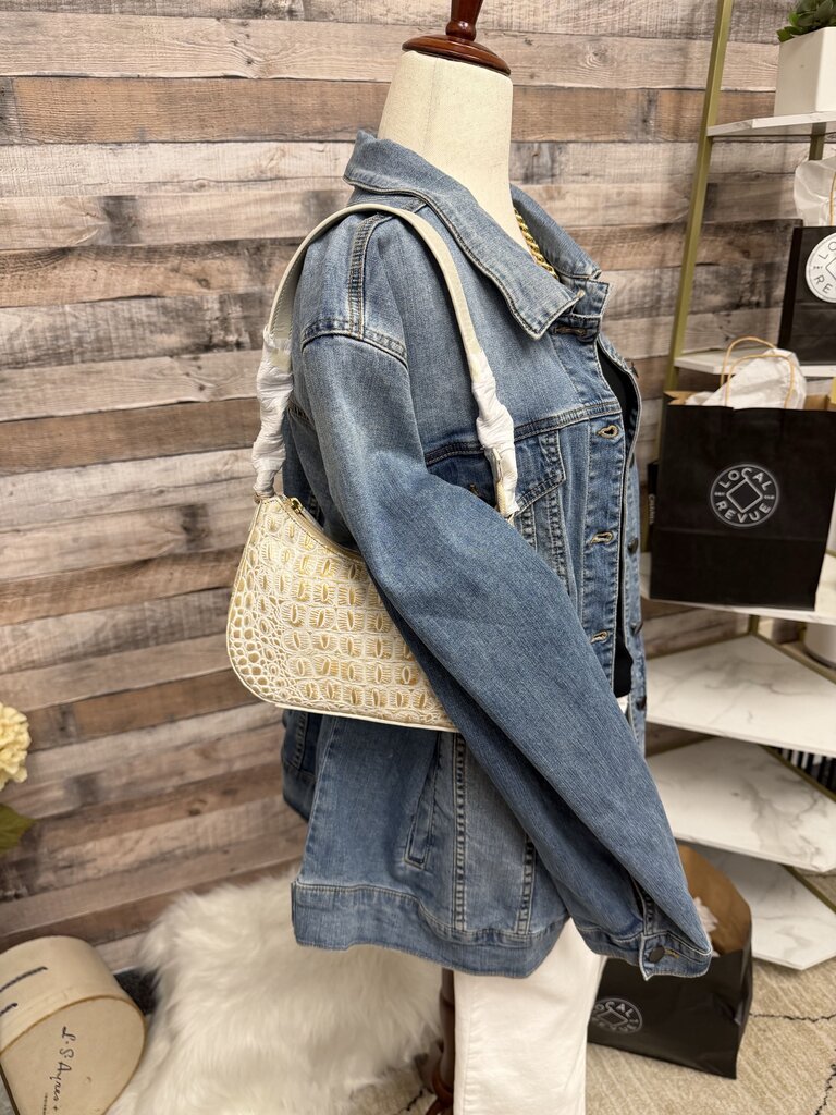 Anuschka Hand-Painted Croc Embossed Shoulder