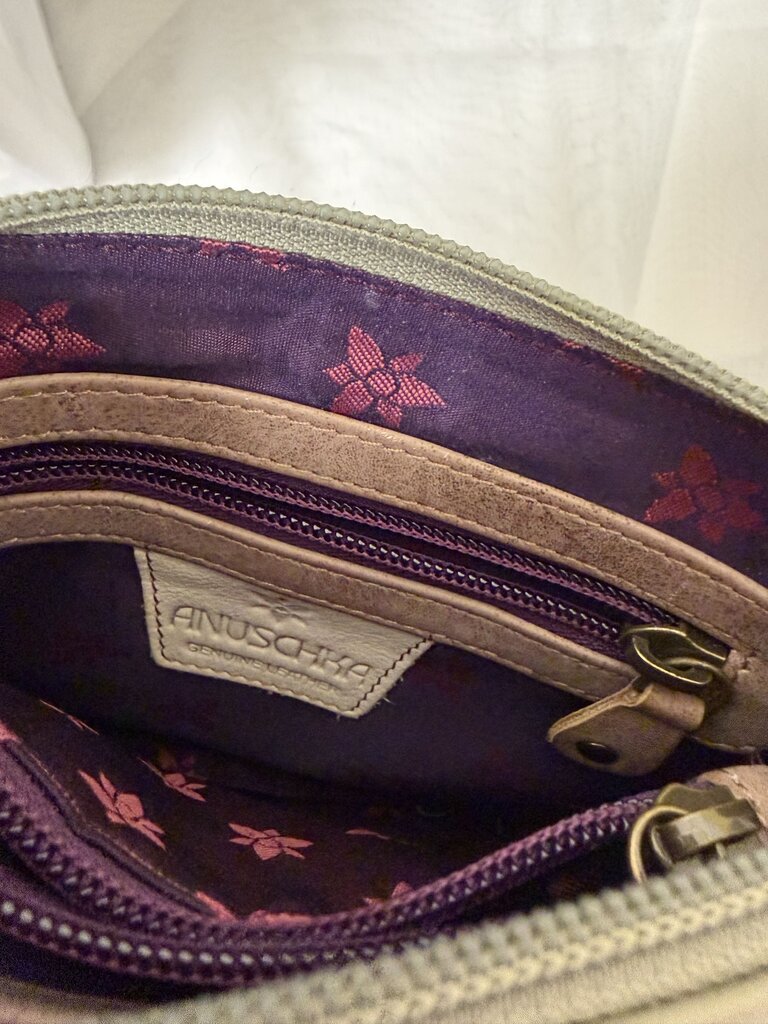 Anuschka Sage Green w/Monarch Butterflies Crossbody