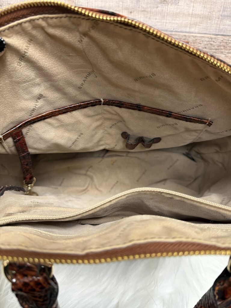 Brahmin Crocodile-Embossed Leather Sachel