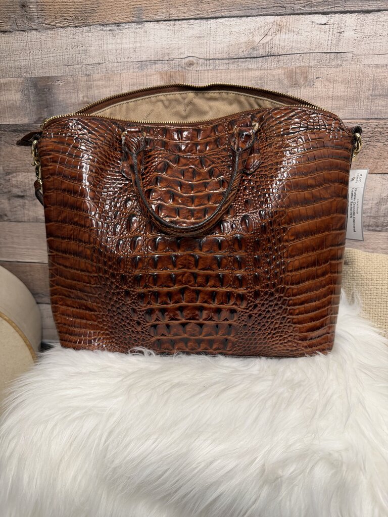 Brahmin Crocodile-Embossed Leather Sachel