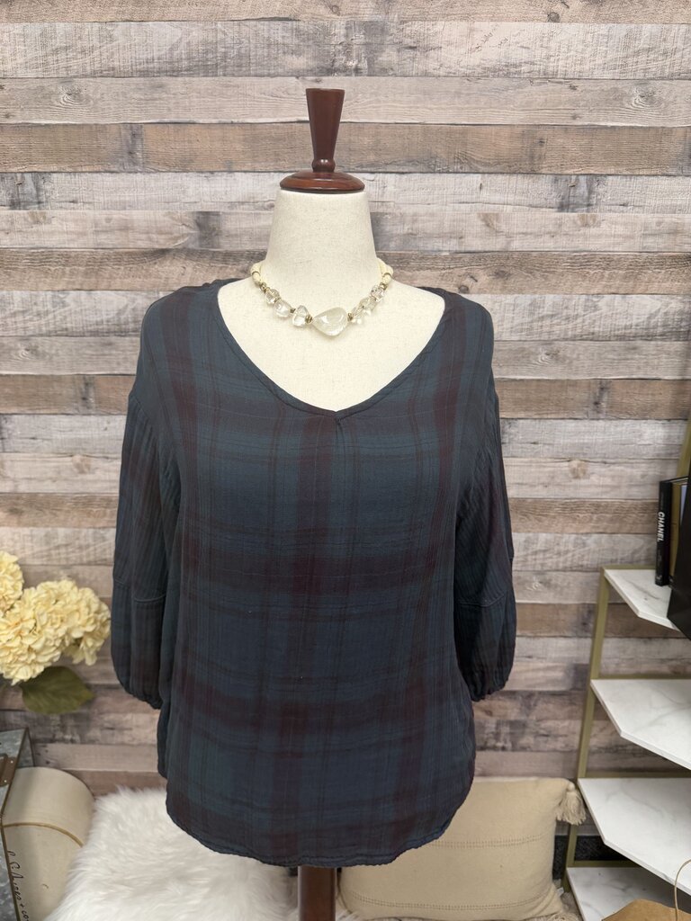 CP Shades Free People Blue & Red Plaid Top