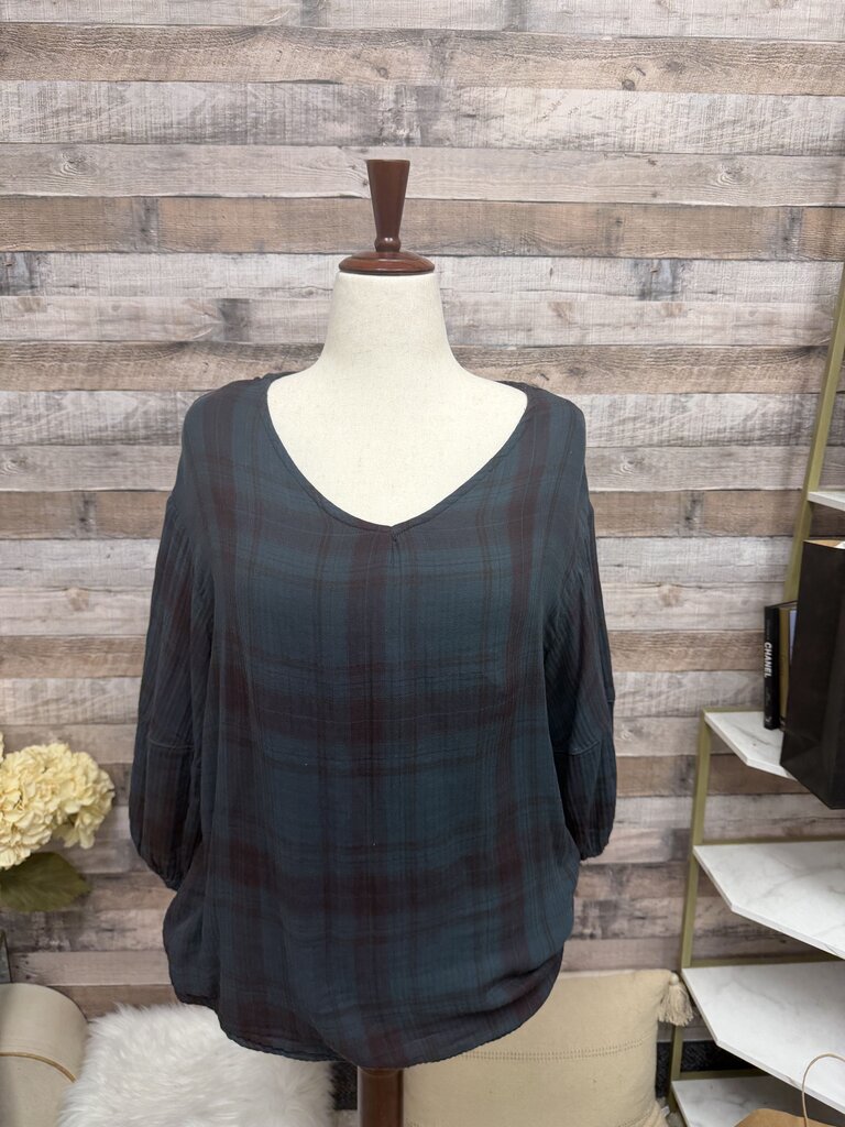 CP Shades Free People Blue & Red Plaid Top
