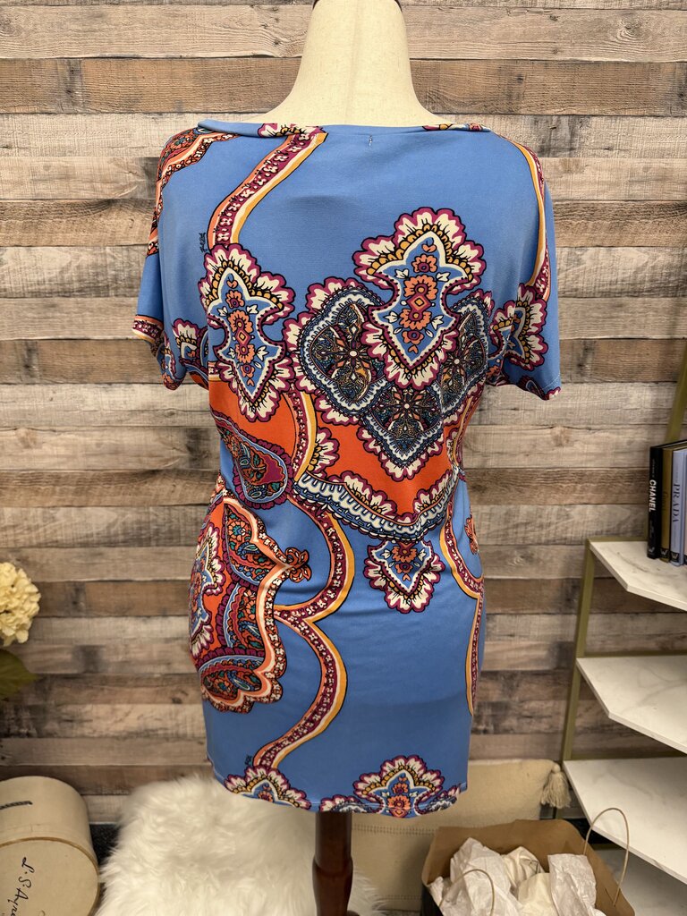 Hale Bob Blue Paisley Print V-Neck Top