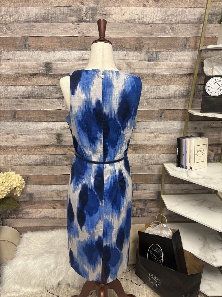 Michael Kors Blue & White Ikat Print Dress