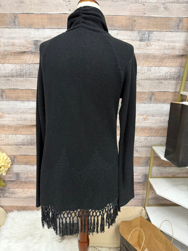 Lily Pulitzer Black Cardigan With Fringe Hem