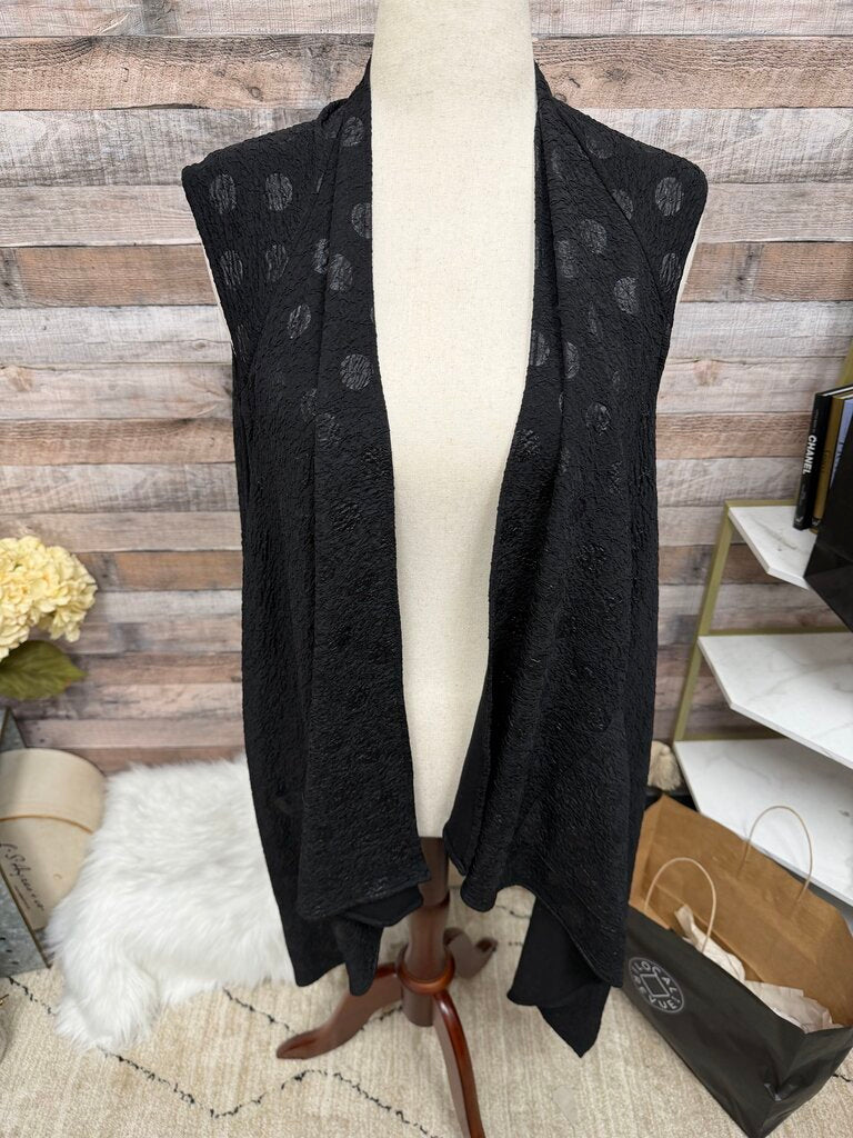 Connie K Black Textured Cardigan Vest