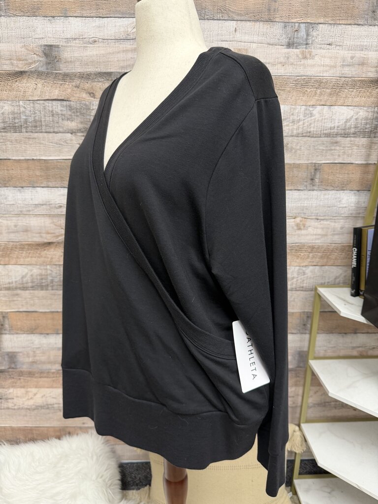 Athleta Recharge Black Wrap Front Sweatshirt XXL